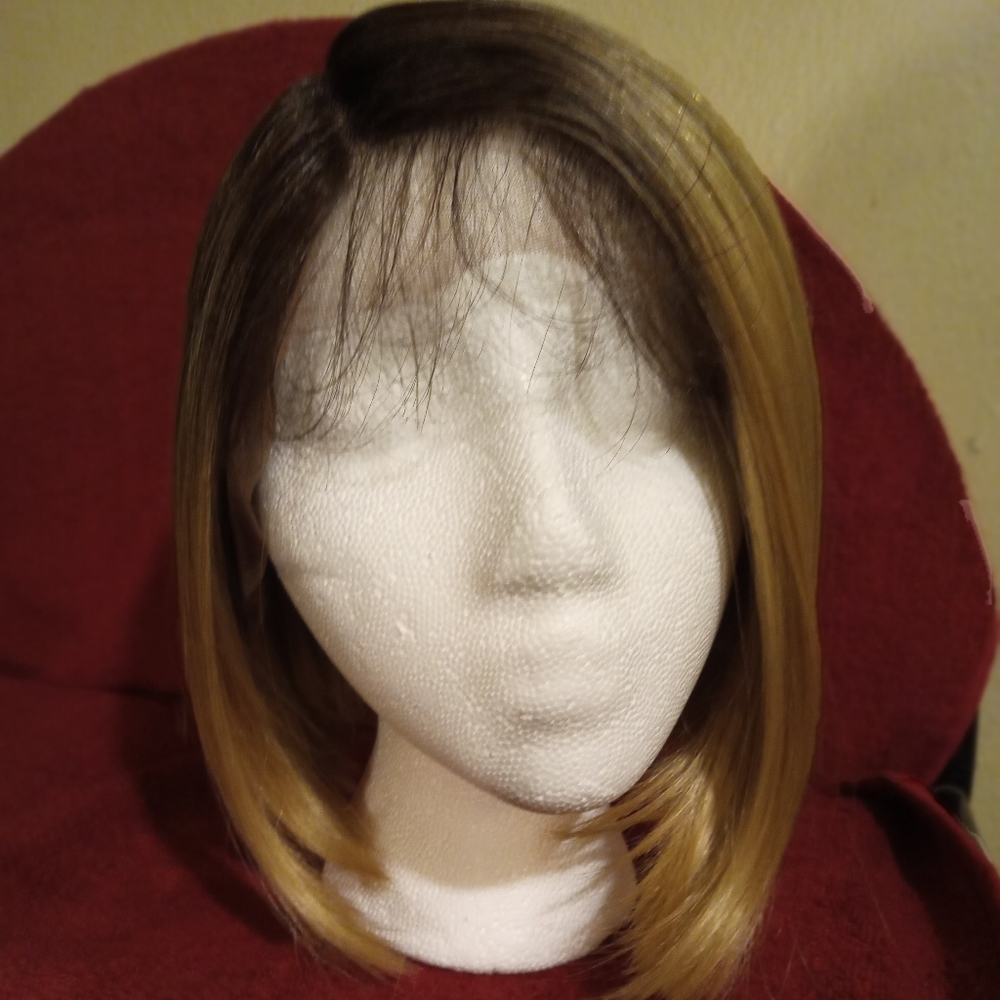 BRAND NEW HUMAN HAIR BLEND BOB,LACE FRONTAL WIG.PRE PLUCK EDGES.